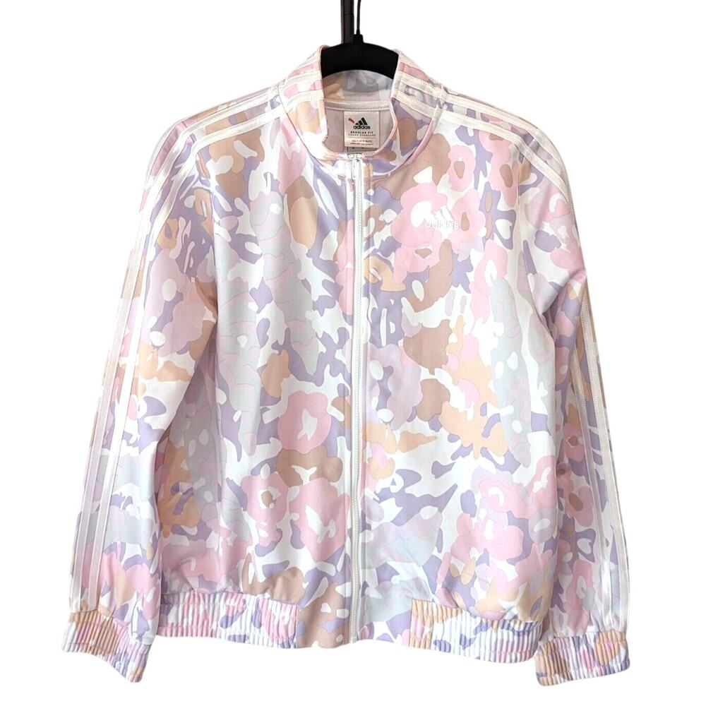 Adidas Pastel Camo Zip Jacket Girls XL Womens S Pink AOP Comfy Sporty Preppy NWT